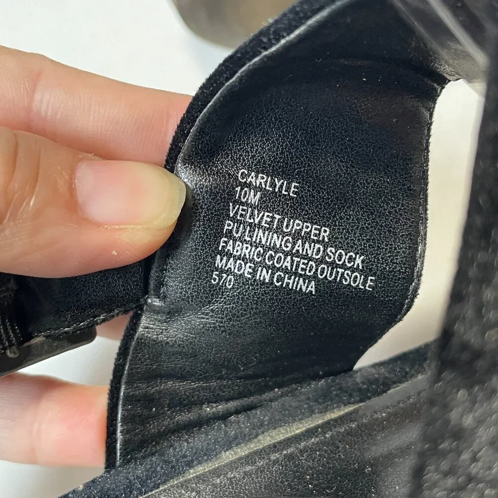 Steve‎ Madden Carlyle Women's Black Velvet Wedge Sandals Size 10M